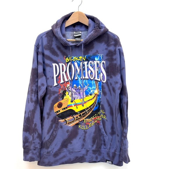 Broken Promises Other - Broken Promises Emotional Roller Coaster Tie Dye Hoodie Blue Unisex Size Medium